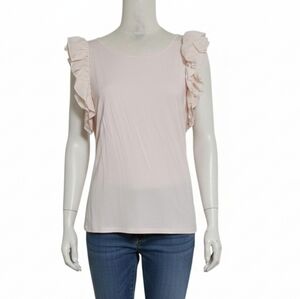 Pink Tartan Viscose/Silk Pink Ruffle Short Sleeves sz M Top